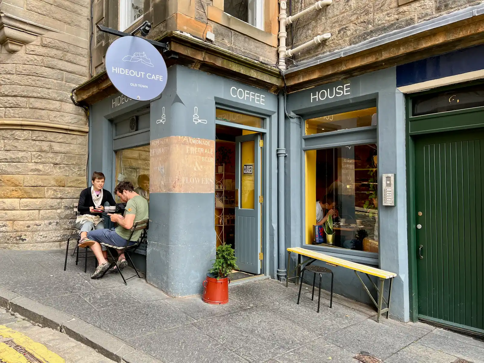 Hideout Cafe's shopfront at 5 Upper Bow, Old Town, Edinburgh