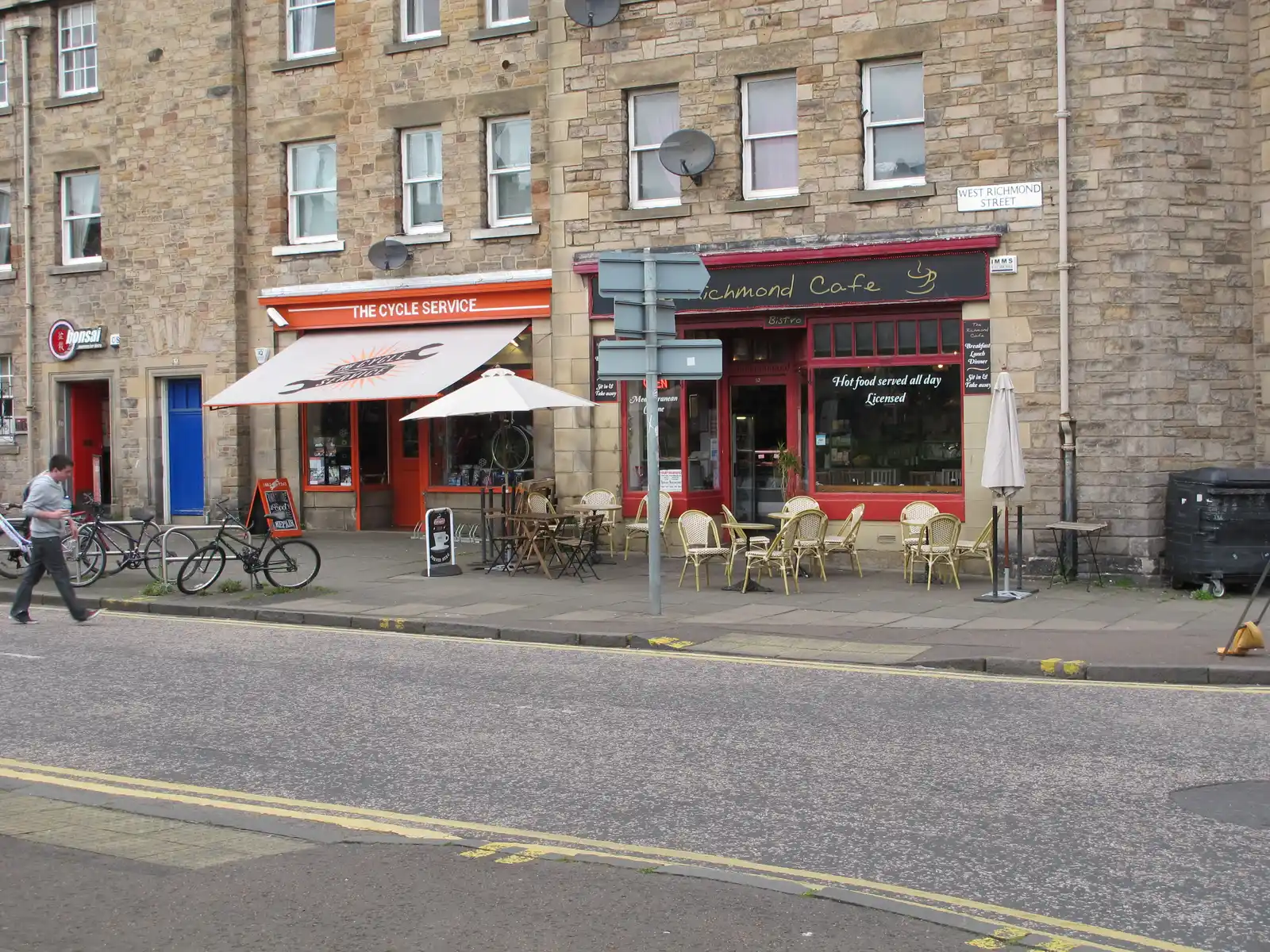 The Richmond Cafe's shopfront on West Richmond Street, Southside, Edinburgh